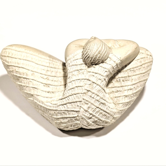 L. Dona Vintage River Stone Carved Serene Self Hug Sitting Woman - Picture 4 of 6